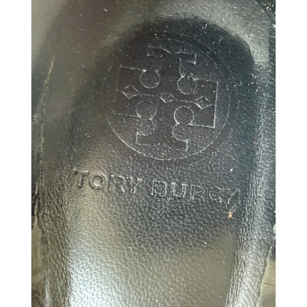 VTG Tory Burch Black Patent Leather Peep Toe Wedge Platform Pumps Women's 10M